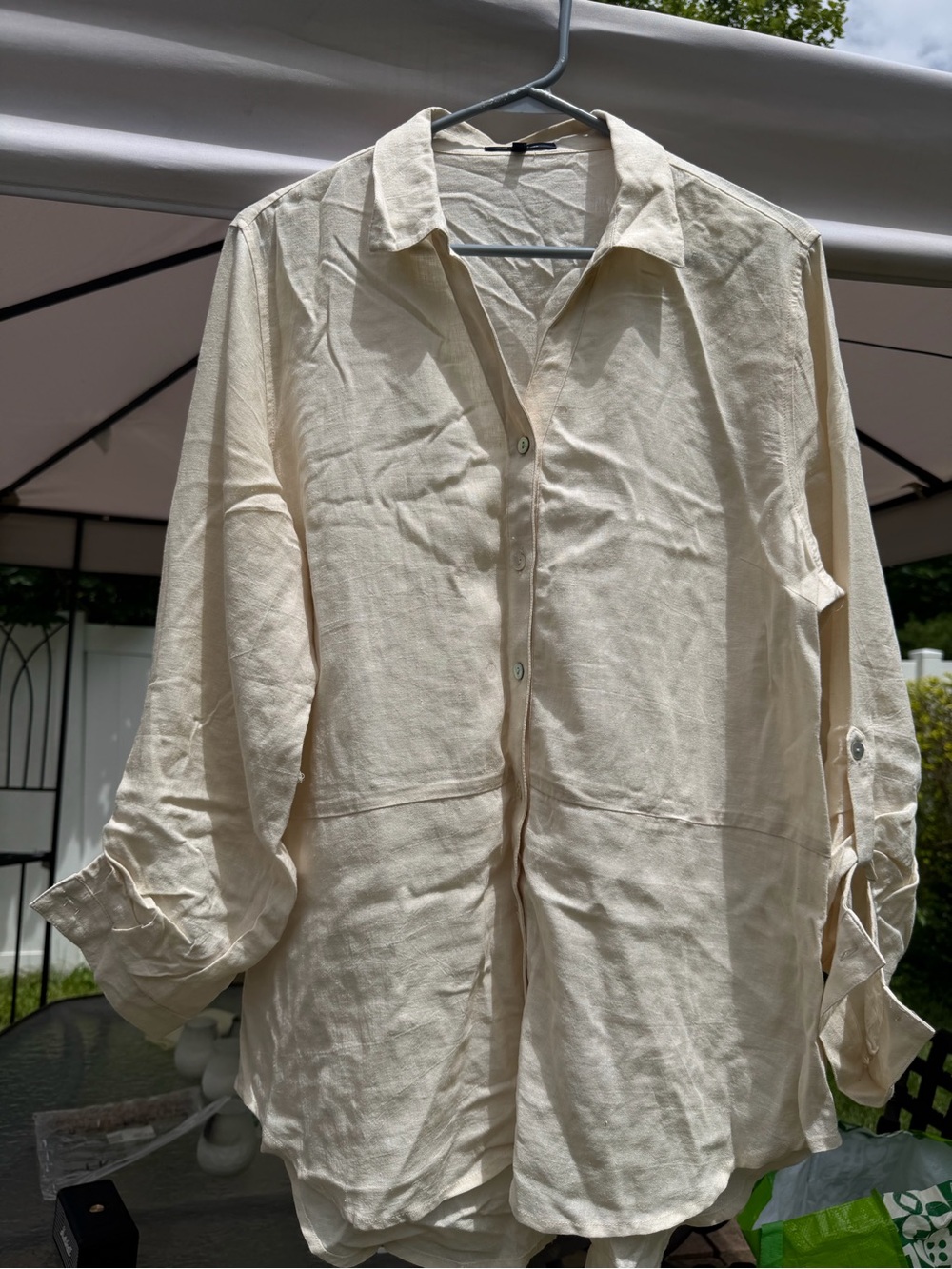 Angels Cream Lightweight Button-Up Top